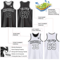 Custom Reversible Black White Double Side Sublimation Basketball Set Jersey
