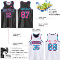 Custom Reversible Black Pink-Sky Blue Double Side Sublimation Basketball Set Jersey