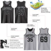 Custom Reversible Black Gray Double Side Sublimation Basketball Set Jersey
