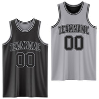 Custom Reversible Black Gray Double Side Sublimation Basketball Set Jersey