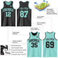 Custom Reversible Black Ice Blue Double Side Sublimation Basketball Set Jersey