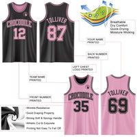 Custom Reversible Black Light Pink Double Side Sublimation Basketball Set Jersey