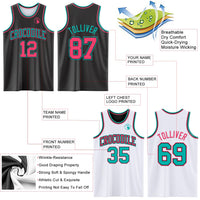 Custom Reversible Black Neon Pink-Aqua Double Side Sublimation Basketball Set Jersey