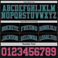 Custom Reversible Black Neon Pink-Aqua Double Side Sublimation Basketball Set Jersey