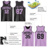 Custom Reversible Black Light Purple Double Side Sublimation Basketball Set Jersey