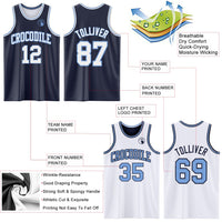 Custom Navy White-Light Blue Reversible Double Side Sublimation Basketball Set Jersey