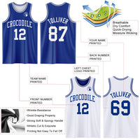 Custom Royal White Reversible Double Side Sublimation Basketball Set Jersey