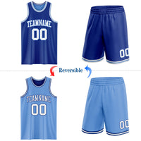 Custom Royal White-Light Blue Reversible Double Side Sublimation Basketball Set Jersey