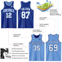 Custom Royal White-Light Blue Reversible Double Side Sublimation Basketball Set Jersey