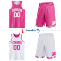Custom Pink White Reversible Double Side Sublimation Basketball Set Jersey