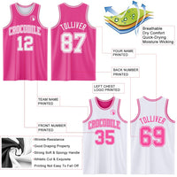 Custom Pink White Reversible Double Side Sublimation Basketball Set Jersey