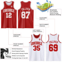 Custom Red White Reversible Double Side Sublimation Basketball Set Jersey