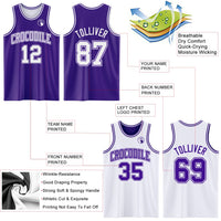 Custom Purple White Reversible Double Side Sublimation Basketball Set Jersey