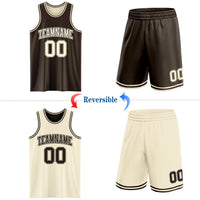 Custom Reversible Brown Cream Double Side Sublimation Basketball Set Jersey