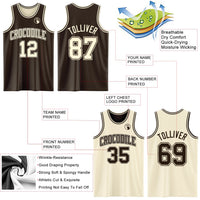 Custom Reversible Brown Cream Double Side Sublimation Basketball Set Jersey