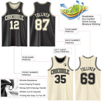 Custom Reversible Black Cream Double Side Sublimation Basketball Set Jersey
