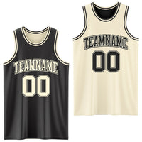 Custom Reversible Black Cream Double Side Sublimation Basketball Set Jersey
