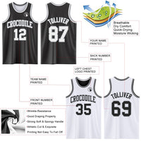 Custom Reversible Black White-Gray Double Side Sublimation Basketball Set Jersey
