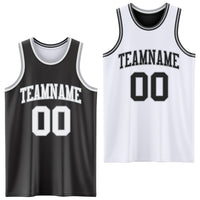 Custom Reversible Black White-Gray Double Side Sublimation Basketball Set Jersey