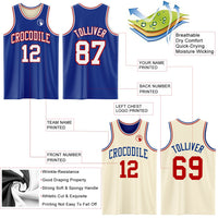 Custom Reversible Royal White-Red Double Side Sublimation Basketball Set Jersey
