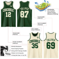 Custom Reversible Green Cream Double Side Sublimation Basketball Set Jersey