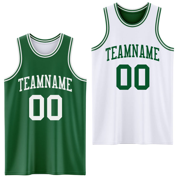 Custom Reversible Kelly Green White Double Side Sublimation Basketball Set Jersey