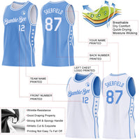 Custom Reversible Lakes Blue White Double Side Star Sublimation Basketball Set Jersey
