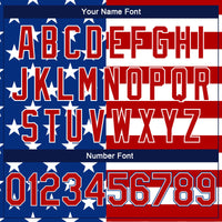 Custom Royal Red-White 3D Pattern Design American Flag Authentic Basketball Jersey