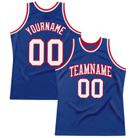 Custom Royal White-Red Authentic Throwback Basketball Jersey