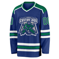Custom Hockey Jersey - Royal Kelly Green-White