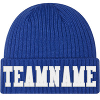 Custom Royal White Stitched Cuffed Knit Hat