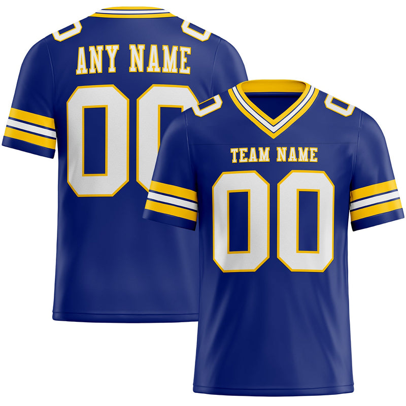 Custom Royal White-Yellow Authentic Football Jersey
