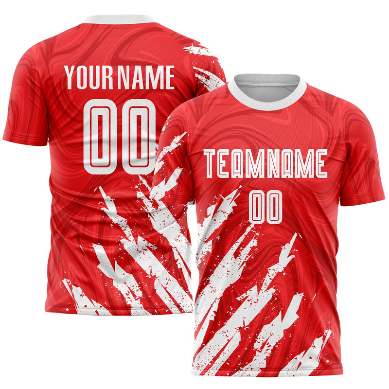 Custom Soccer Jersey - Red White Sublimation Uniform