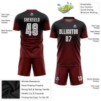 Custom Soccer Jersey - Black White-Crimson Sublimation Fade Fashion Uniform