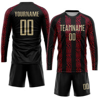 Custom Soccer Jersey - Black Vegas Gold-Red Sublimation Uniform