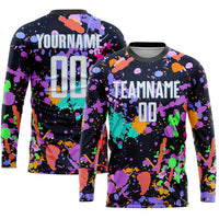 Custom Soccer Jersey - Graffiti Pattern White-Light Blue Sublimation Uniform