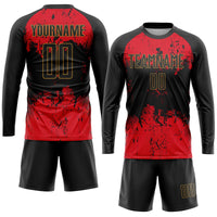 Custom Soccer Jersey - Black Red-Gold Sublimation Uniform