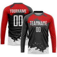 Custom Soccer Jersey - Black White-Red Sublimation Uniform