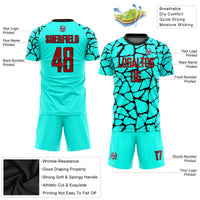 Custom Soccer Jersey - Aqua Red-Black Sublimation Uniform