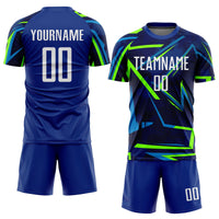 Custom Soccer Jersey - Royal White-Neon Green Sublimation Uniform