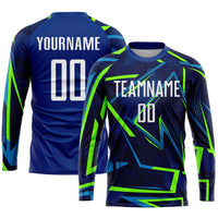 Custom Soccer Jersey - Royal White-Neon Green Sublimation Uniform
