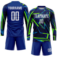 Custom Soccer Jersey - Royal White-Neon Green Sublimation Uniform