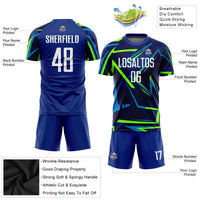 Custom Soccer Jersey - Royal White-Neon Green Sublimation Uniform