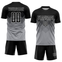 Custom Light Gray Black-White Sublimation Soccer Uniform Jersey