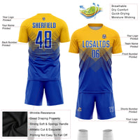 Custom Soccer Jersey - Gold Royal-White Sublimation Uniform