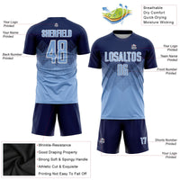 Custom Soccer Jersey - Navy Light Blue-White Sublimation Uniform