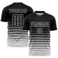Custom Black White Pinstripe Fade Fashion Sublimation Soccer Uniform Jersey
