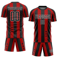 Custom Soccer Jersey - Red Black-White Stars And Stripes Sublimation Uniform
