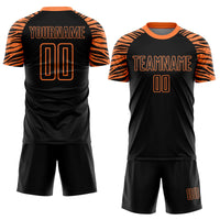 Custom Black Orange Tiger Stripes Sublimation Soccer Uniform Jersey
