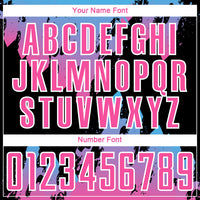 Custom Pink Sky Blue-Black Splash Sublimation Soccer Uniform Jersey